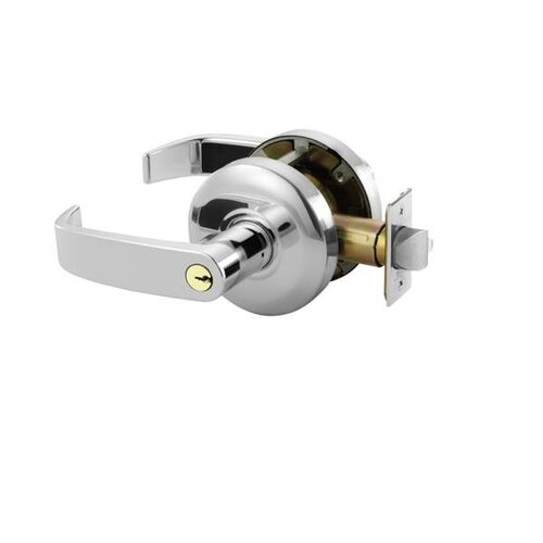 Storeroom Cylindrical Lock Grade 2 with L Lever and K Rose and ASA Strike Less Cylinder Satin Chrome Finish