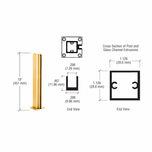 Gold Anodized 18" End Standard Partition Post