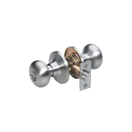 US15 Grade 3 Entry Biscuit Knob Lock, KW1 Keyway, Satin Nickel