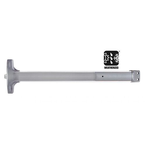 628 36" Weatherized Narrow Stile Rim Exit Device, Clear Aluminum Finish, 36" Length