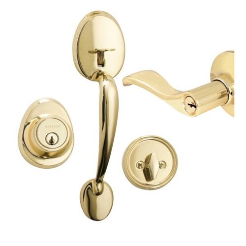 Handleset and Deadbolt, RH Wave Lever, Schlage Keyway, Polished Brass