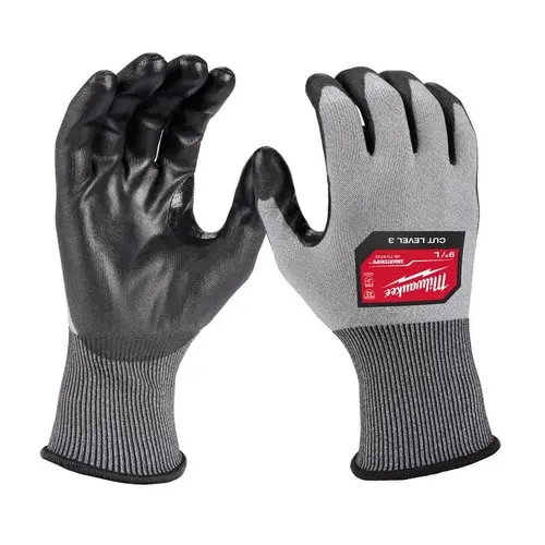 Large High Dexterity Cut 3 Resistant Polyurethane Dipped Work Gloves Gray