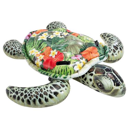 Pool Float Multicolored Vinyl Inflatable Sea Turtle Ride-On Multicolored
