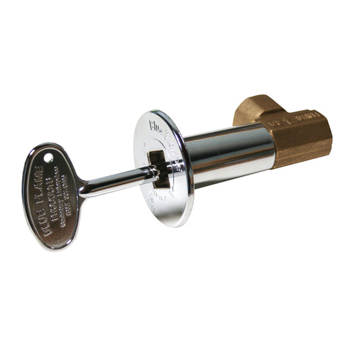 Blue Flame BF.A.PC.HD Angle Gas Valve Kit Included Brass Valve, Floor Plate and Key in Polished Chrome