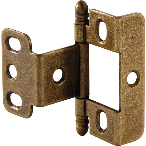 Decorative Butt Hinge, Full Wrap, Non-Mortise, Ball Finial For inset face frame doors, Antique brass