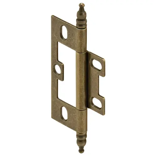 Decorative Butt Hinge, Non-Mortise, Minaret Finial For inset face frame doors, Antique brass