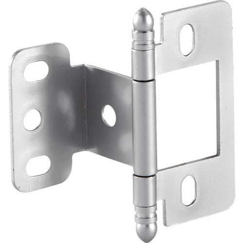 Decorative Butt Hinge, Partial Wrap, Non-Mortise, Ball Finial For inset face frame doors, Satin chrome