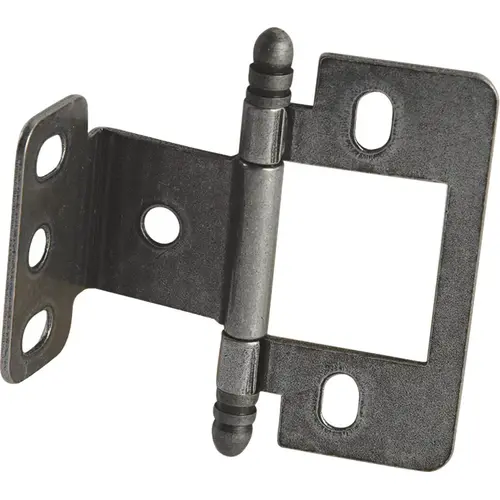 Decorative Butt Hinge, Partial Wrap, Non-Mortise, Ball Finial For inset face frame doors, Pewter