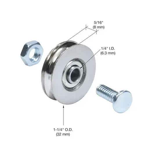 1-1/4" Diameter Steel Ball Bearing Replacement Roller 5/16" Wide - pack of 30