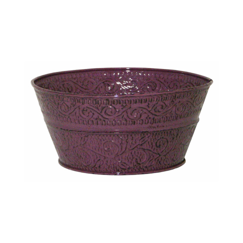 HEADWIND CONSUMER PRODUCTS MPT01330 Metal Bowl Planter, Embossed Purple, 8 In.