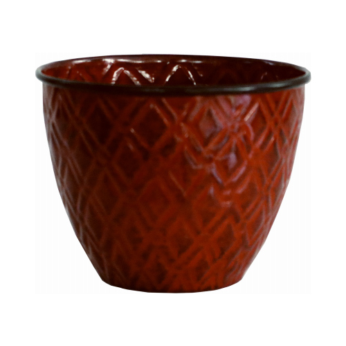 HEADWIND CONSUMER PRODUCTS MPT01399 Ironstone Metal Planter, Diamond Pattern, Sangria Red, 5 In.