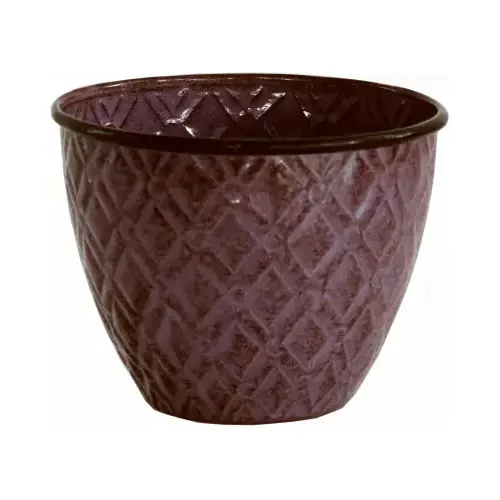 HEADWIND CONSUMER PRODUCTS MPT01400 Ironstone Metal Planter, Diamond Pattern, Plum, 5 In.