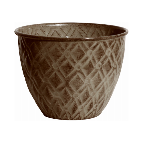 HEADWIND CONSUMER PRODUCTS MPT01403 Ironstone Metal Planter, Diamond Pattern, Greige Color, 5 In.