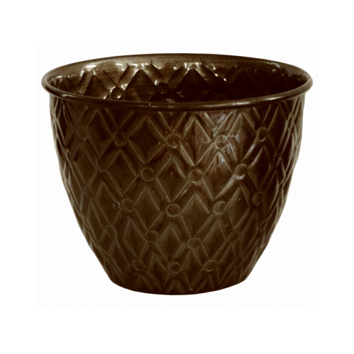 Ironstone Metal Planter, Diamond Pattern, Graphite, 5 In.