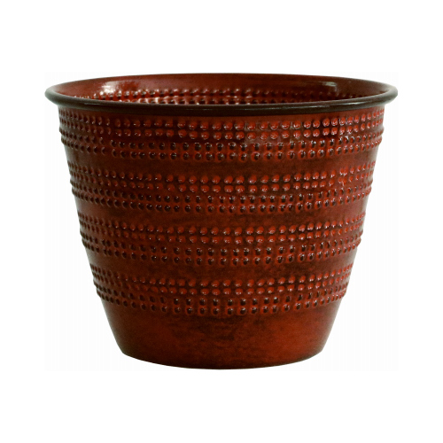 HEADWIND CONSUMER PRODUCTS MPT01579 Ironstone Metal Planter, Cobblestone Pattern, Sangria Red, 6 In.