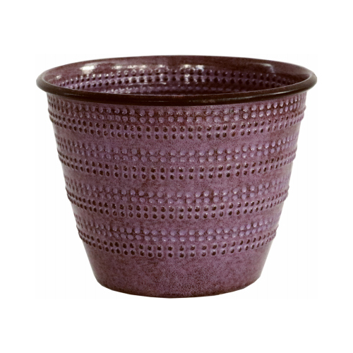 HEADWIND CONSUMER PRODUCTS MPT01580 Ironstone Metal Planter, Cobblestone Pattern, Plum, 6 In.