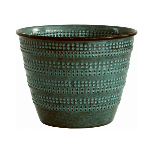 HEADWIND CONSUMER PRODUCTS MPT01581 Ironstone Metal Planter, Cobblestone Pattern, Seafoam Blue, 6 In.