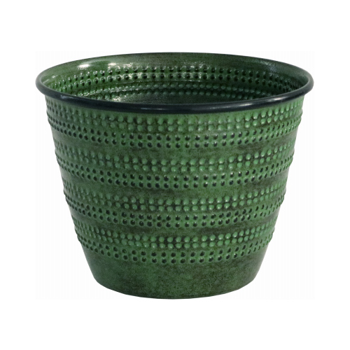 Ironstone Metal Planter, Cobblestone Pattern, Kale Green, 6 In.