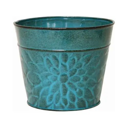 HEADWIND CONSUMER PRODUCTS MPT02005 Laurel Planter, Lagoon Green Embossed Sheet Metal, 6 In. High