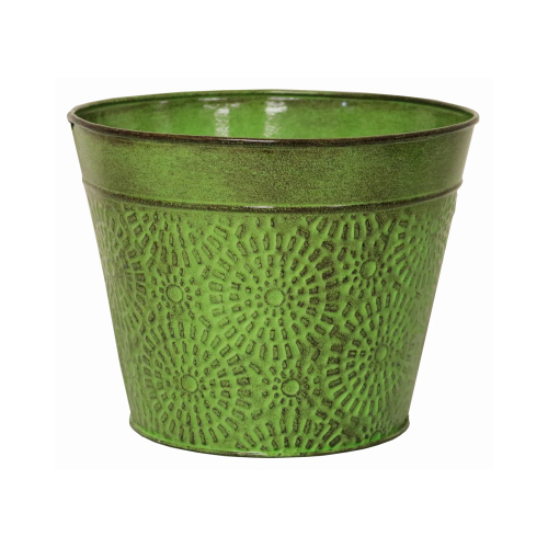 Cove Planter, Sweet Pea Green Embossed Sheet Metal, 6 In. High