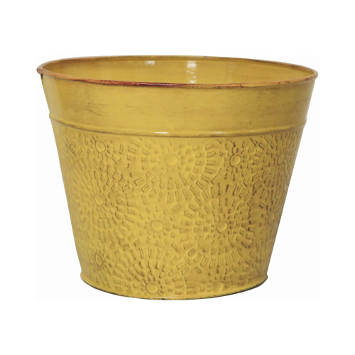 Cove Planter, Sunflower Yellow Embossed Sheet Metal, 8 In. High