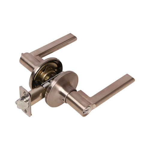 Pamex FLFP08C Alto Lever with Round Rose Privacy Lockset with ADA Pushbutton Grade 3 Satin Nickel Finish