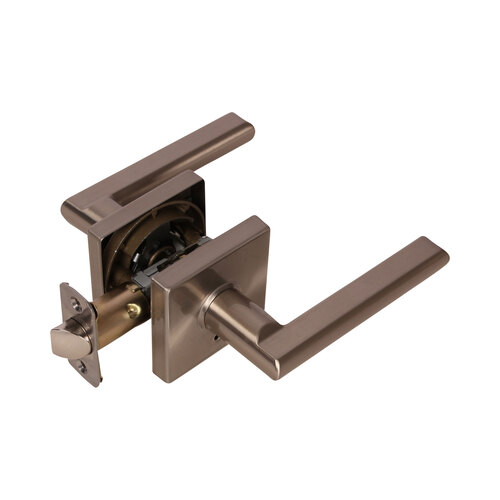 Onyx Lever with Square Rose Privacy Lockset Grade 3 Matte Black Finish