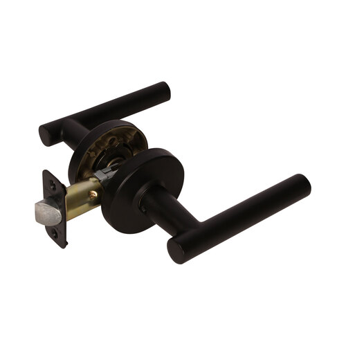 Mira Lever with Round Rose Passage Lockset Grade 3 Matte Black Finish