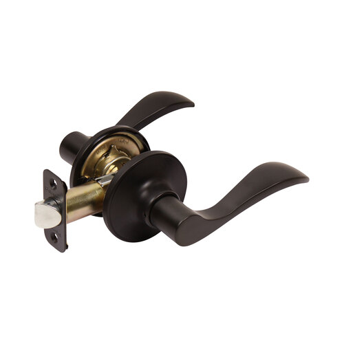 Right Hand Naples Lever with Round Rose Keyed Entry Lockset Grade 3 with KW1 Keyway Oil Rubbed Bronze Finish
