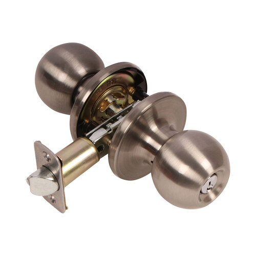 Saturn Knob Entry Lock Satin Nickel Finish