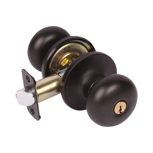 Baron Knob with Round Rose Privacy Lockset Grade 3 Oil Rubbed Bronze Finish