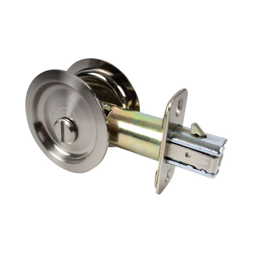 Privacy Round Sliding Door Lock with 2-3/8" Backset Standard Satin Nickel Finish