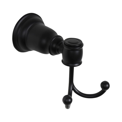 Charleston Collection Double Robe Hook Matte Black Finish