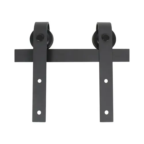 8' Barn Door Hardware Surface Mounted with Bent Strap Wheel for Wood Doors Matte Black Finish