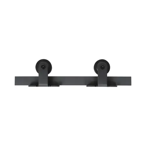 8' Barn Door Hardware Top Mount Bent Strap Single Wheel for Wood Doors Matte Black Finish