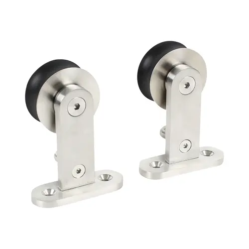 Top Mount Single Wheel Kit for Wood Door Less Track Satin Stainless Steel Finish