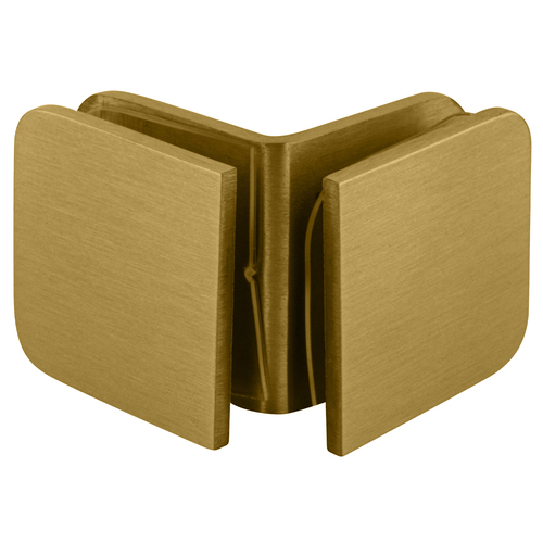 Satin Brass 90 Degree Traditional Style Glass-to-Glass Clamp