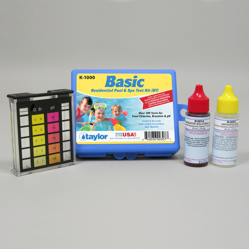 RESIDENTIAL BASIC OTO POOL/SPA TEST KIT (ONE EACH SOLUTIONS #14-A, 600-A, AND A SMALL CHLORINE/BROMINE pH TEST BLOCK.)