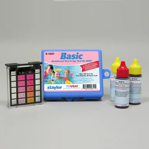 RESIDENTIAL BASIC DPD POOL/SPA TEST KIT (ONE EACH SOLUTIONS #1-A, 2-A, 14-A, AND A SMALL CHLORINE/BROMINE pH TEST BLOCK.)