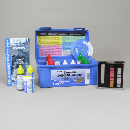 TAYLOR WATER TECHNOLOGIES, LLC K2006 FAS-DPD CHLORINE TEST KIT (ONE EACH SOLUTIONS #4-A, 5-A, 6-A, 7-A, 8-A, 9-A, 10-A, 11L-A, 12-A, TWO #13-A, ONE EACH 9058 TEST BLOCK, R-0870-I DPD POWD