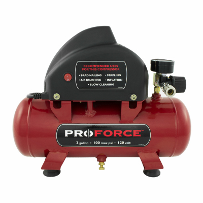 Pro Force VPF0000201 Air Compressor Tank 2 gal Horizontal Portable 100 psi