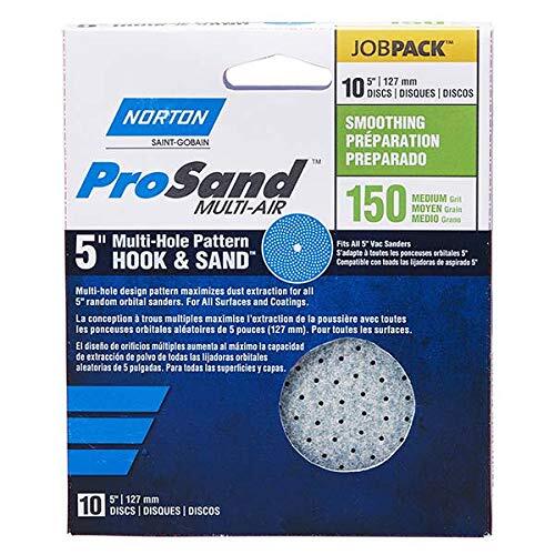 Sanding Disc, 5 in Dia, 11/16 in Arbor, Coated, P150 Grit, Fine, Alumina Ceramic Abrasive, Spiral - pack of 10