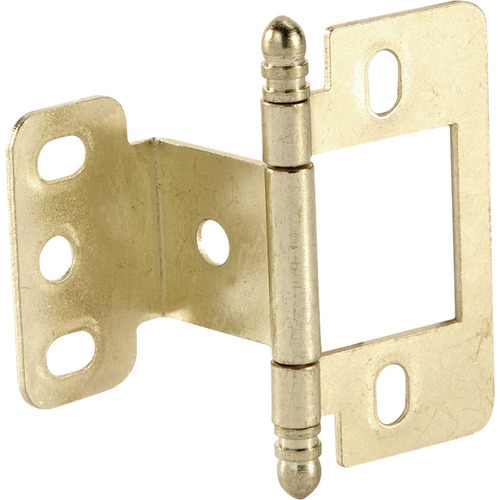 Decorative Butt Hinge, Partial Wrap, Non-Mortise, Ball Finial For inset face frame doors, Brass-plated