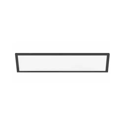 LED Flush Mount Edge-Lit Ceiling Light Fixture, Drop-In Installation, Selectable Color Temp, Black, 1 x 4 Ft.