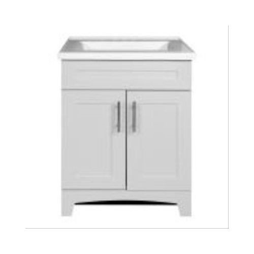 Shaker Vanity Combo, Fashion Grey Finish & White Marble Top, 24-In. Wide