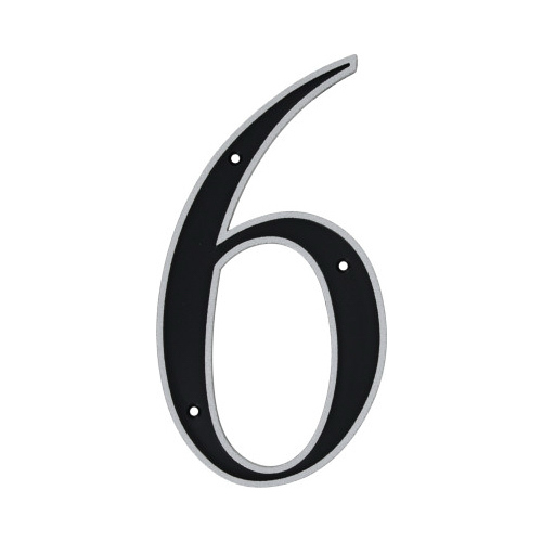 Number 6" Reflective Black Plastic Nail-On 6