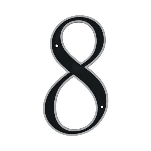 Number 6" Reflective Black Plastic Nail-On 8