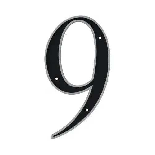 Number 6" Reflective Black Plastic Nail-On 9 - pack of 3