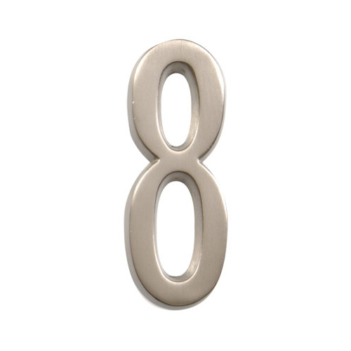 Number Distinctions 4" Silver Brushed Nickel Self-Adhesive 8 - pack of 3