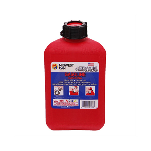 Gas Can, Self-Venting, Red Plastic, 1.25-Gallons - pack of 12